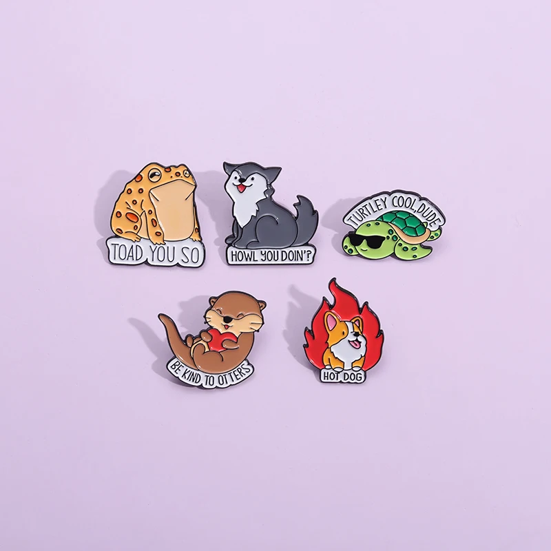 Toad You So Enamel Pins Cute Dog Turtle Otter Play On Word Pun Brooch Lapel Badges Jewelry Gift for Friends Kids