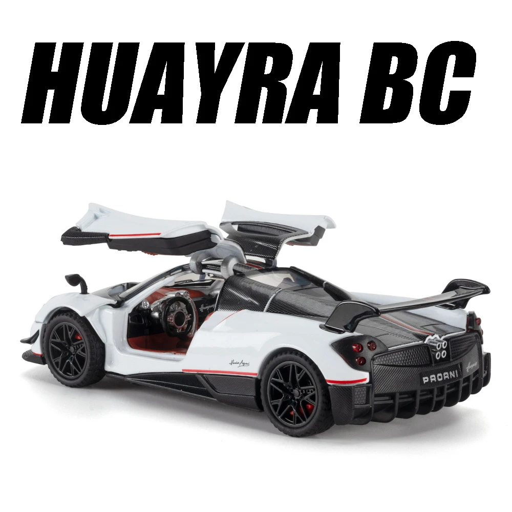 1:32 Supercar Pagani Huayra BC Supercar Toy Models Alloy Diecast Sound Light Doors Opened Pull Back Sports Car Toys for Kids