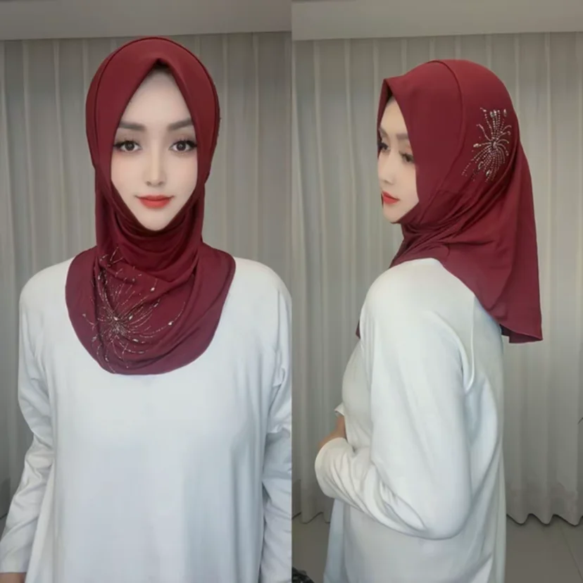 Moslim Islam Confectiekleding Hijaabs Glittery Shine Sjaals Modieuze hoofddoeken voor dames