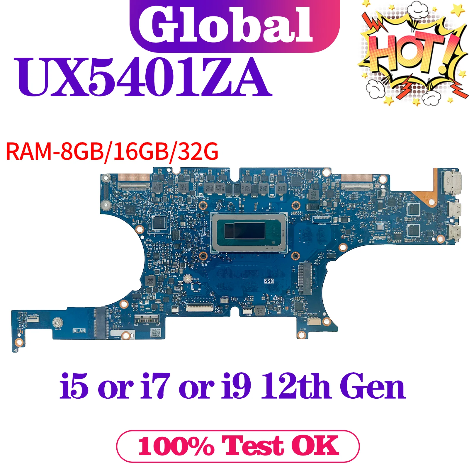 KEFU UX5401ZA Mainboard For ASUS UX5401 UX5401Z BX5401ZA RX5401ZA BX5401Z RX5401Z Laptop Motherboard i5 i7 i9 12th Gen