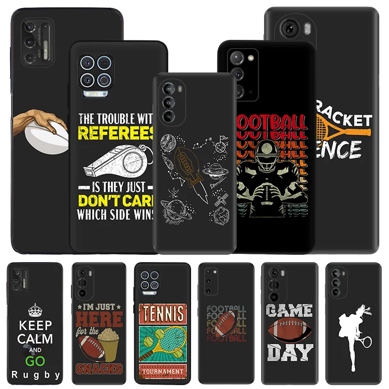 Soft Phone Cases For Motorola G53 G73 G9 G50 G51 G60 G71 G22 G32 G52 G72 Edge40 20 30 Girl Tennis God Rugby Black Matte Cover