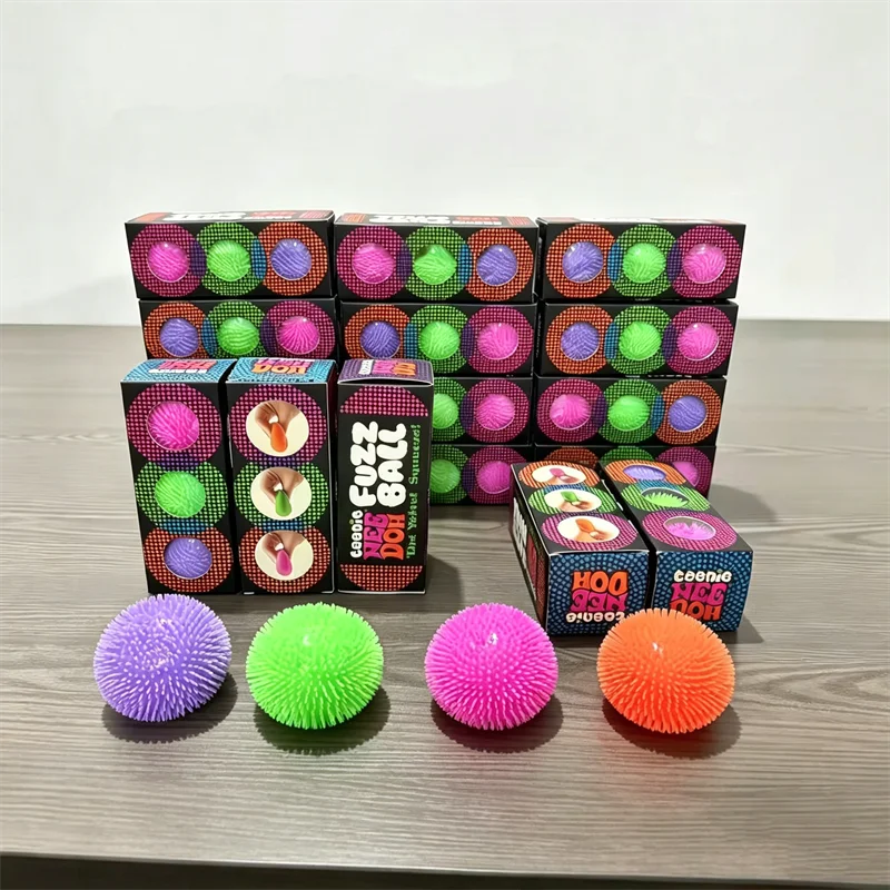 Needoh Fuzz Ball Stress Teenie 3 Pack Mini Relief Sensory Toy The