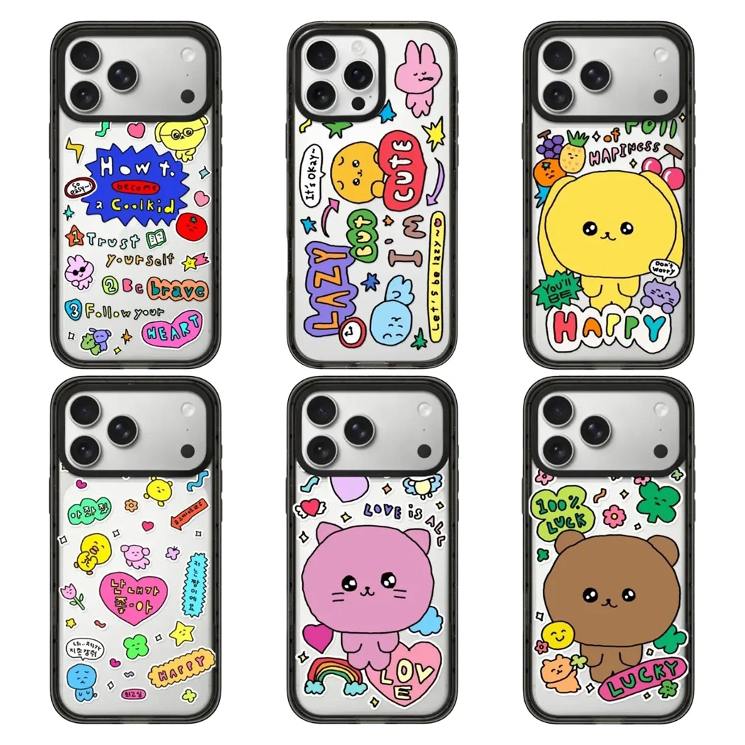 

Cartoon Text Graffiti Acrylic Black Border Phone Cover for IPhone 12 13 14 15 16 17 Pro Max Case for IPhone 17Air