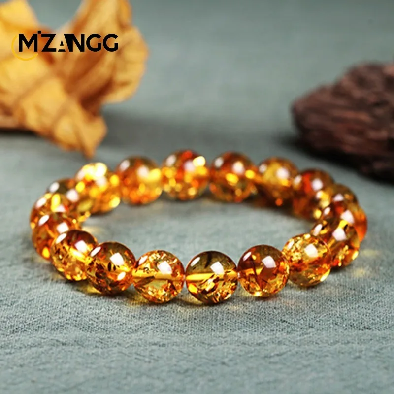 Natural Beeswax Amber Bracelet Beautiful Fashion Elastic Bead String Male and Female Mascots Holiday Gift