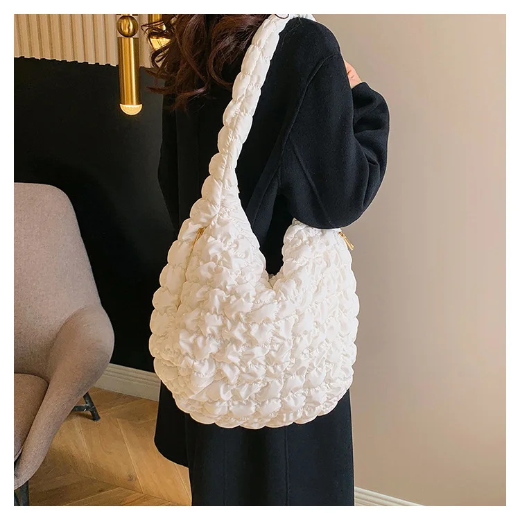 Quilted Padded Crossbody Bag for Women Pleated Bubbles Cloud Shoulder Bags Large Tote Bucket Designer Bag Ruched Handbags 2023