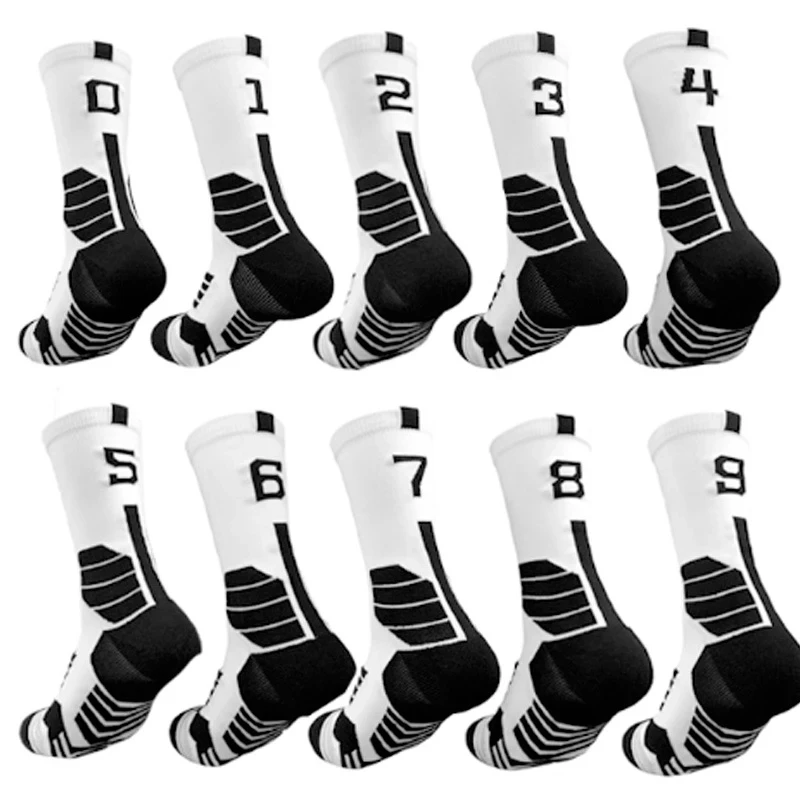 number Personalized 0-9 Free collocation Basketball Socks Thick Sports Socks Non-slip Durable Skateboard Towel Bottom Socks