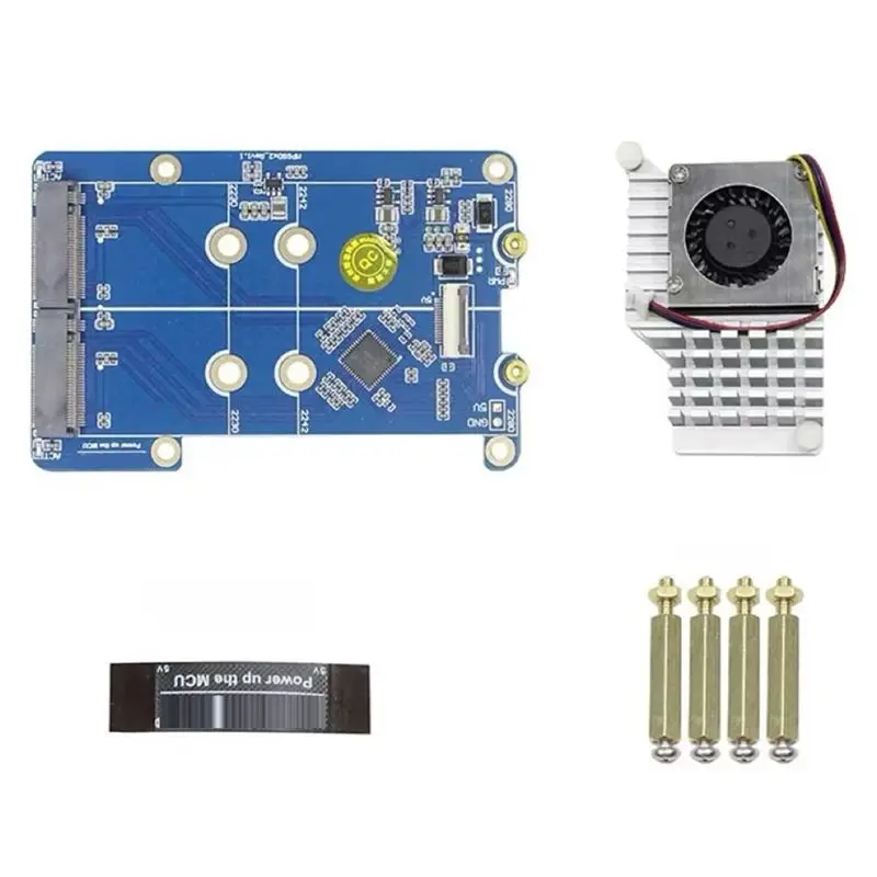 QWE-For Raspberry Pi 5 PCIE To M.2 Dual NVME SSD Adapter Board MPS2280D Support 2280/2242/2230 SSD
