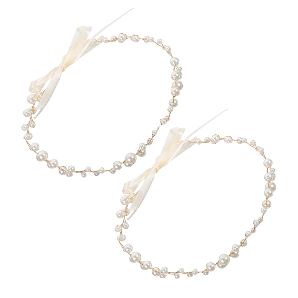 

2pcs Pearl Hair Accessories Wedding Bride Women Headband Headpiece Flower Bridal Accessory Bridesmaid pearl headbands for women