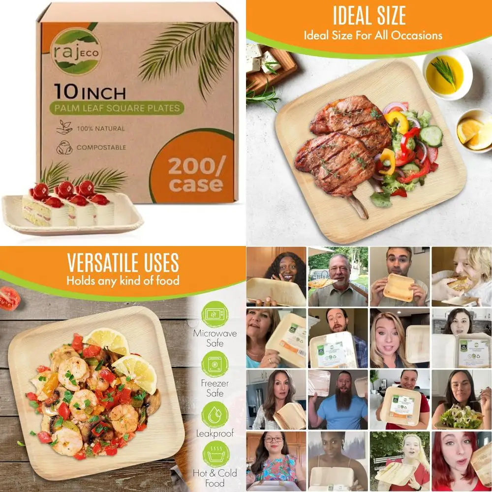 

Одноразовые квадратные пластины из пальмовых листьев, прочные и декоративные, 50 упаковок по 4 чехла, всего 200 упаковок, экологически чистые альтернатива к бамбуку.