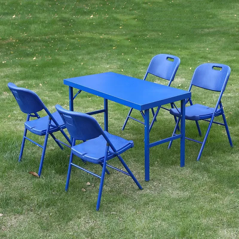 Table pliante en acier-plastique pour entraînement en plein air, table de moulage par soufflage, tables de soutien de tente, chaises de camping portables