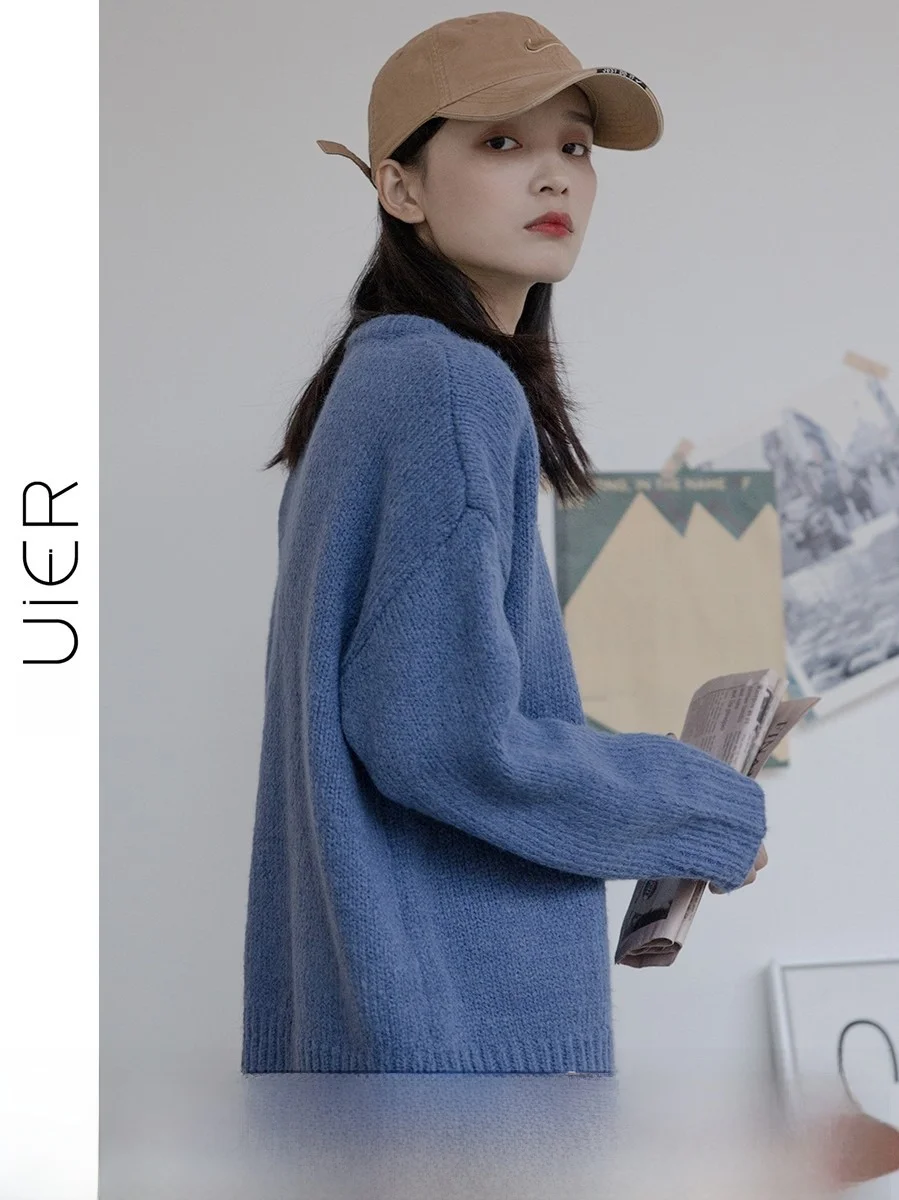 

U-Quali Starry Velvet Теплый ленивый свитер женский нежный японский вязаный длинный свеч круглый Ne стандартной длины прямой ...