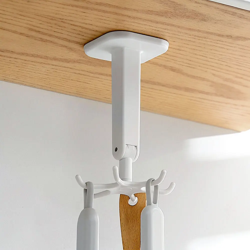 Kitchen Bathroom Rotating Hanger For LEYIX Wall Mounted Organizer Punch Free Storage Rack Six Claw Utility Hook