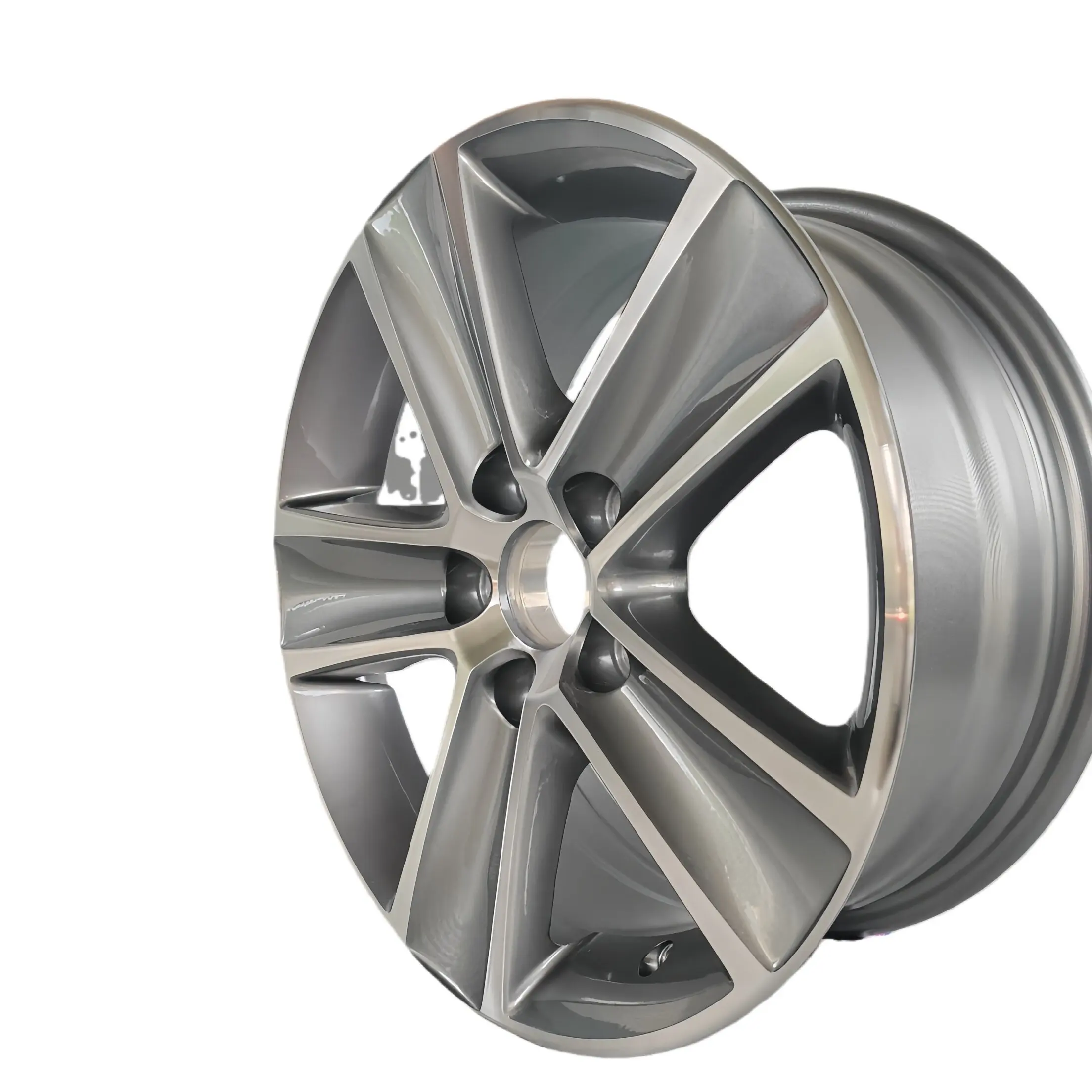 14 Inch 100mm PCD 5 Holes  Gray Machined Face 5 Spoke Forged Aluminum Rims Daily Compact Passenger Cars