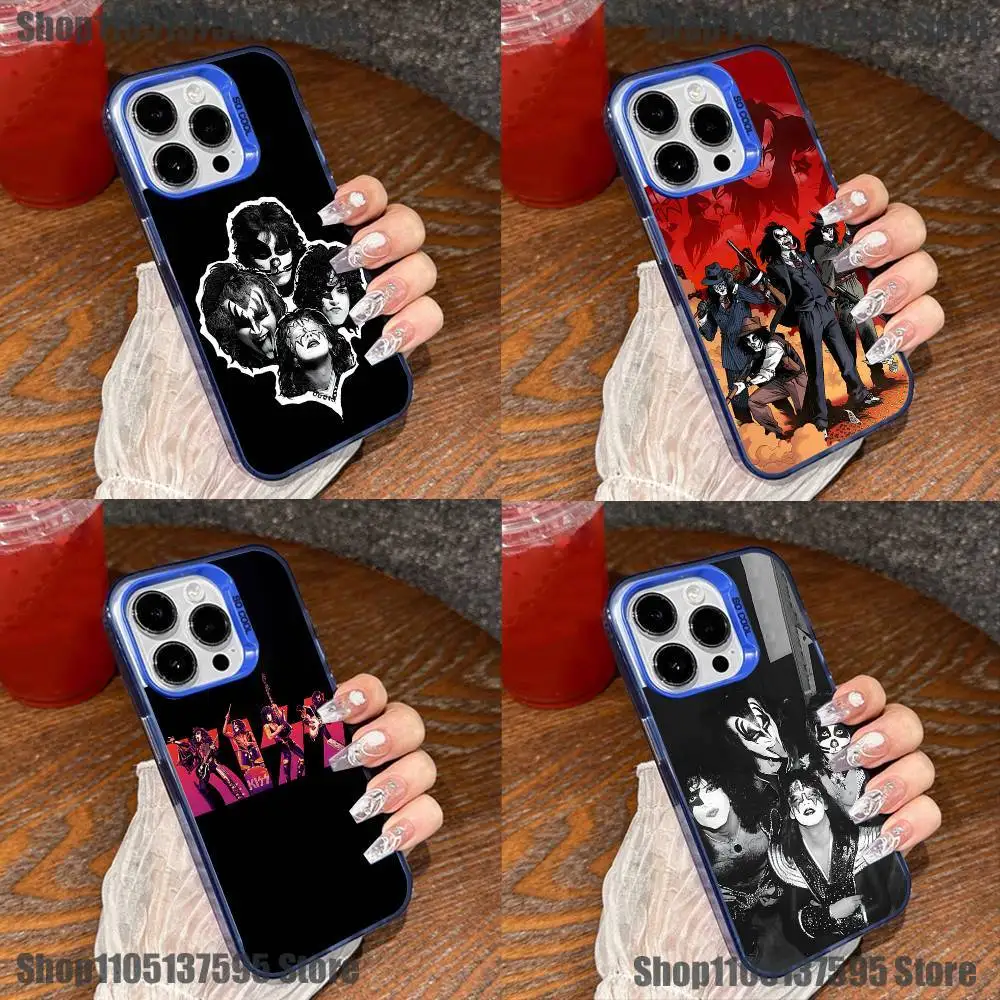 

K-Kiss Rock Band Phone Case For iPhone 17,16,15,14,13,12,11,Mini,Pro,E,SE4,XS,MAX Blue Candy Matte Cover