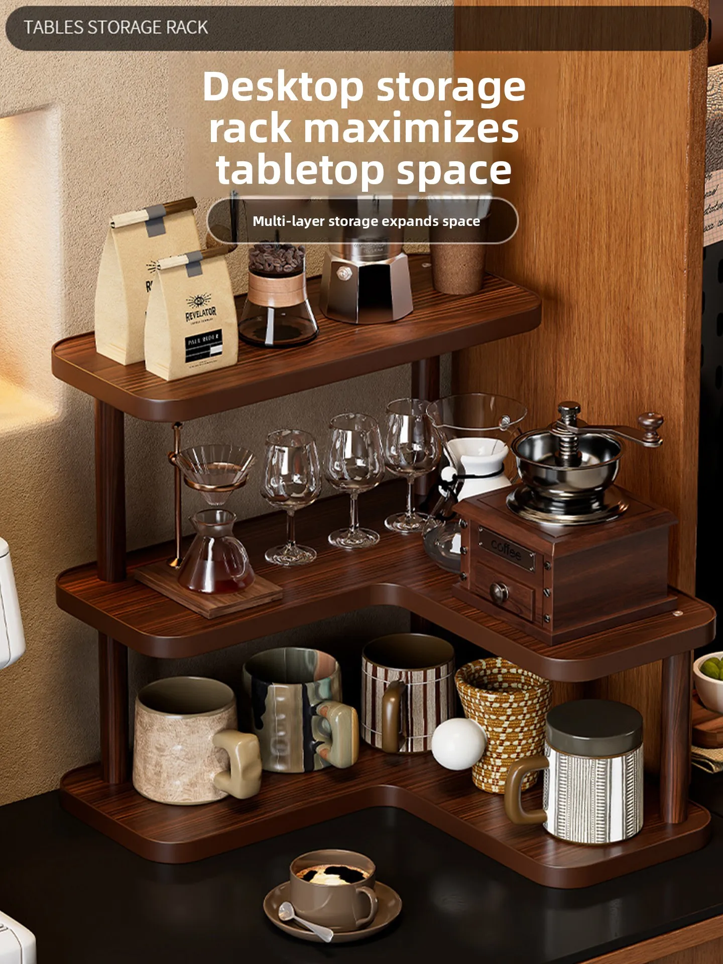 コーナーカップ収納ラックデスクトップコーヒーカップマーカーウォーターカップ高級ダイニングテーブル表面配置ホルダーホームオーガナイザー