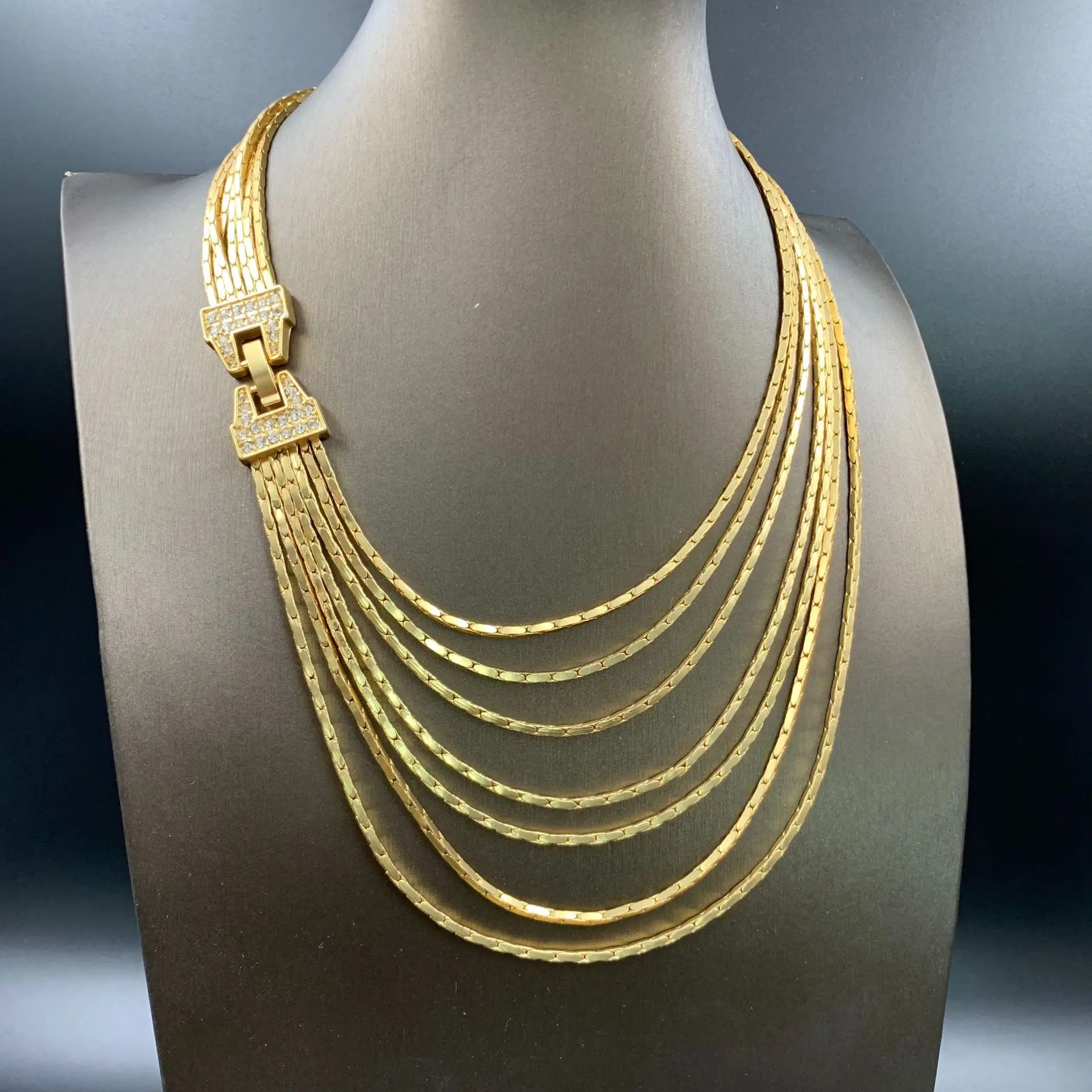 Multi-Layered Necklaces Crystal Inlayed Chains High Quality Women Jewellry Festival Neckalces Accessories