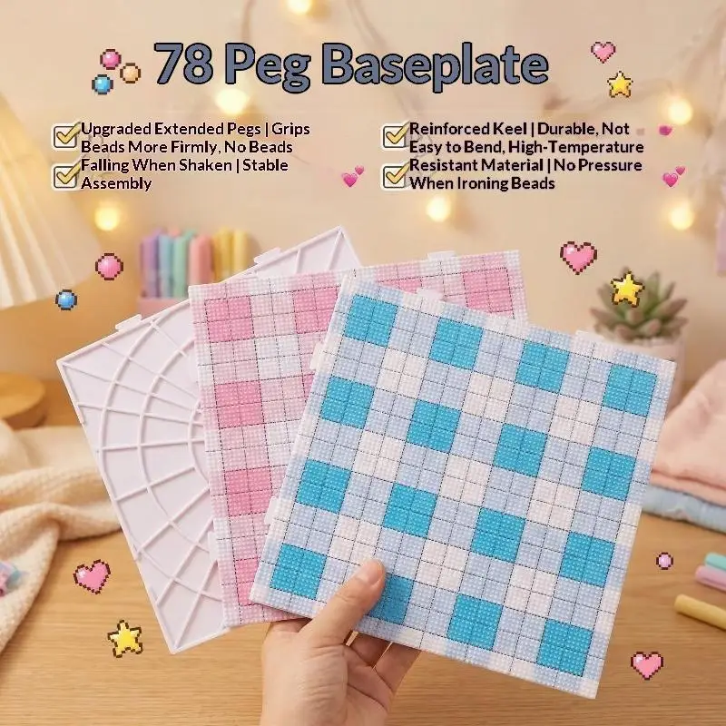 78x78 Pins 2.6mm Reusable Fuse Beads Pegboards Heat Resistant Boards Compatible with Perler Hama Beads for Craft Lovers