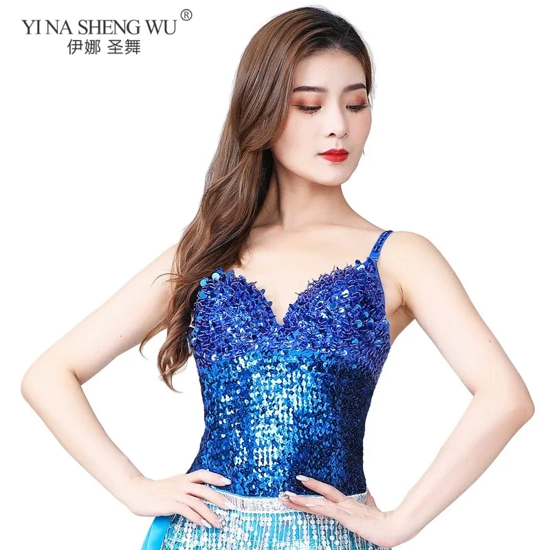 Costumes de danse du ventre indien, haut à paillettes Sexy, Festival, Halloween, fête de noël, vêtements d'entraînement de spectacle Jazz, Streetwear