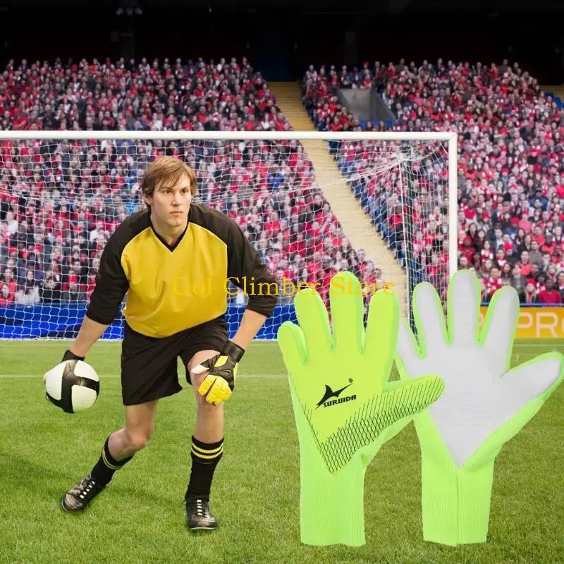 Q84C ถุงมือผู้รักษาประตู ถุงมือฟุตบอล ถุงมือยึดเกาะที่แข็งแกร่งพร้อมนิ้วสำหรับป้องกัน ถุงมือป้องกันยางกันลื่นสำหรับผู้ใหญ่ Y