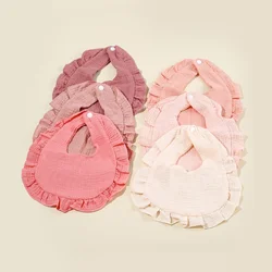 6 pieces sweet and cute baby lotus leaf edge drool towel, soft and comfortable baby double crepe feeding bib