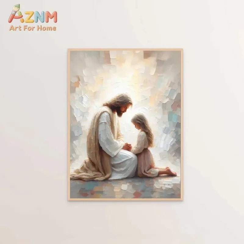 Jesus Christ Good Shepherd Canvas Wall Art Religious Biblical Oil Painting Print Unframed Canvas Painting Church Bedroom Home