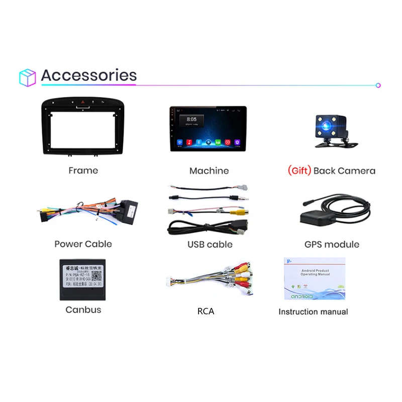 Radio con GPS para coche, reproductor multimedia con Android 10, 4 GB + 64 GB, RDS, DSP, sin DVD, 2DIN, para Peugeot 408, Peugeot 308, 308SW