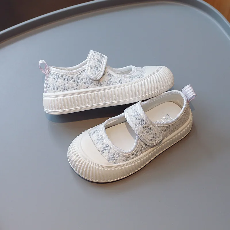 2025 여아 천 신발 봄 가을 유치원 천 신발 캔버스 신발 어린이 공주 신발 단색 바닥 부드러운