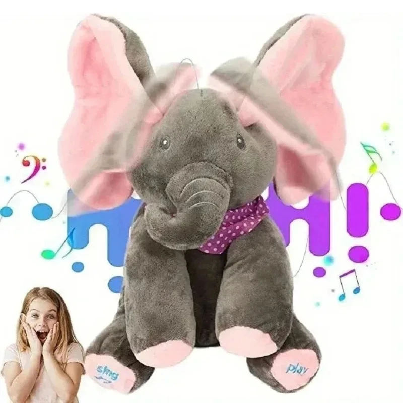 Baby Interaktive Versteckspiel Elefant Plüsch Spielzeug Ohren Bewegen Musical Singen Elefant Elektrische Stofftier Spielzeug Kinder Geschenke