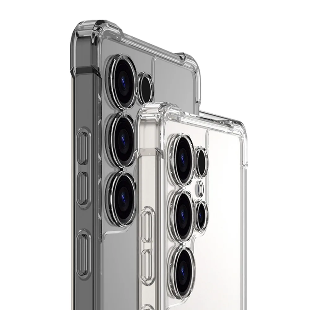 4-Corner Shockproof Hard Shell Phone Case for Samsung Galaxy S25 Ultra Transparent Rotating Bracket Plastic Protective Cover