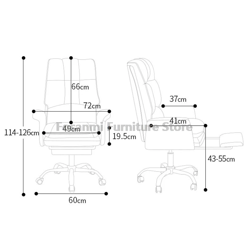 كرسي مكتب بمسند ظهر سميك، كرسي كمبيوتر منزلي مريح مع مساند للذراعين، كراسي جلدية قابلة للتعديل بعجلات
