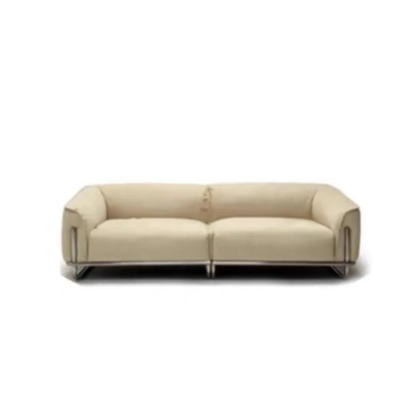 Medieval Bauhaus cream white studio office straight black sofa, retro industrial style sofa designer