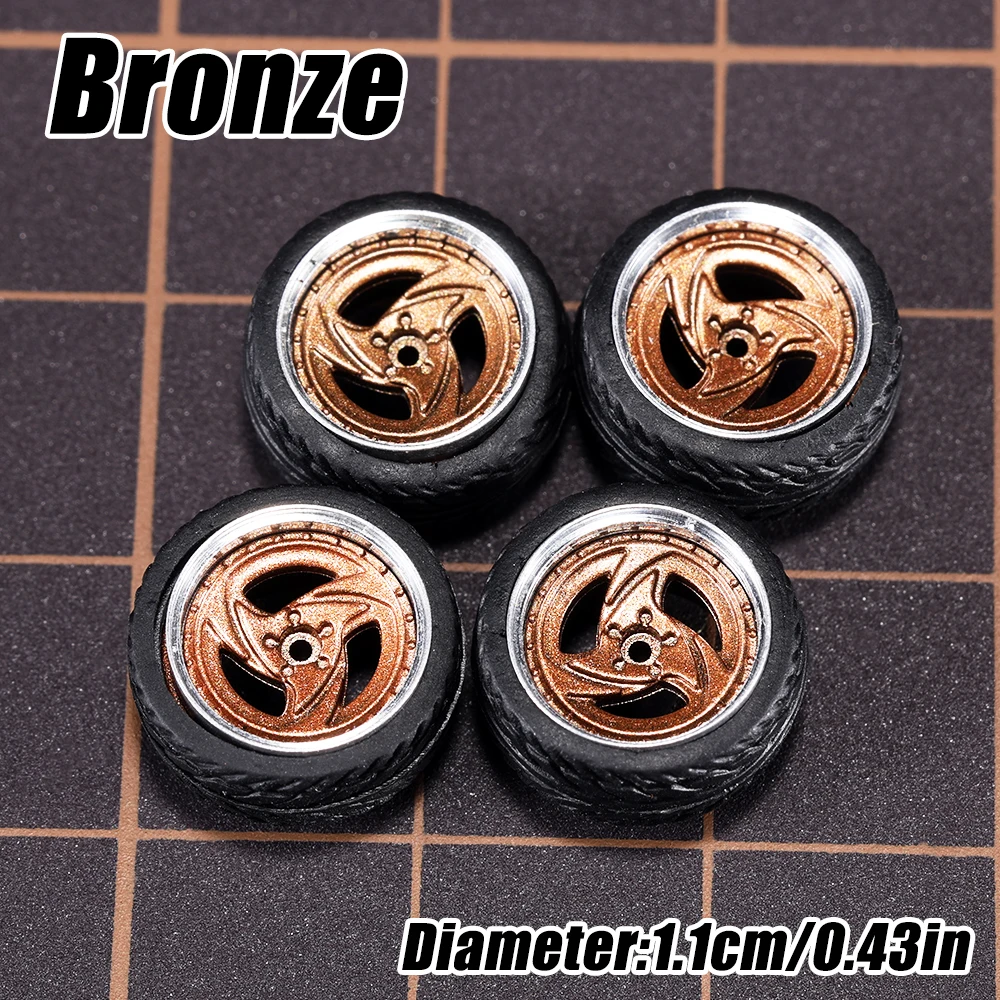 1/64 Modellauto-Räder 4er-Set - 11mm Durchmesser ABS-Gummireifen mit Bremsscheibe - Upgrade-Teile für Tomica Diecast-Fahrzeuge – Detail 34