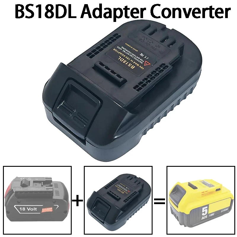 

Адаптер-переходник для аккумуляторов Bosch 18 В для литиевых аккумуляторных электроинструментов Dewalt 18 В/20 В MAX BS18DL, адаптер-переходник для аккумуляторов