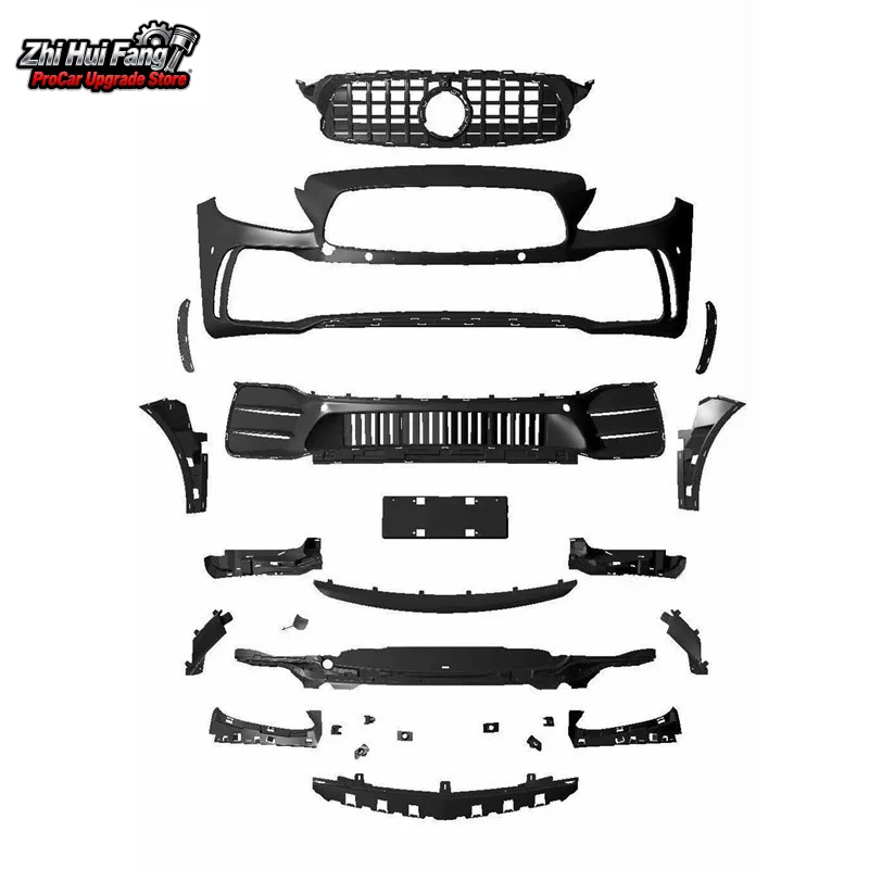 

Подходит для Benz C-класса W205, новый передний бампер, модифицированный черный корпус в стиле Mamba