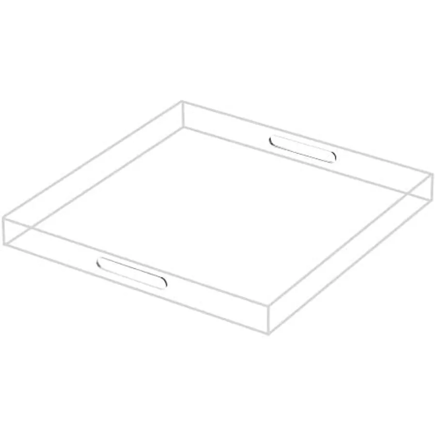 

Clear Sturdy Acrylic Serving Tray with Handles-24x24Inch-Serving Coffee,Appetizer,Breakfast,Butler-Kitchen Countertop Tray-Makeu