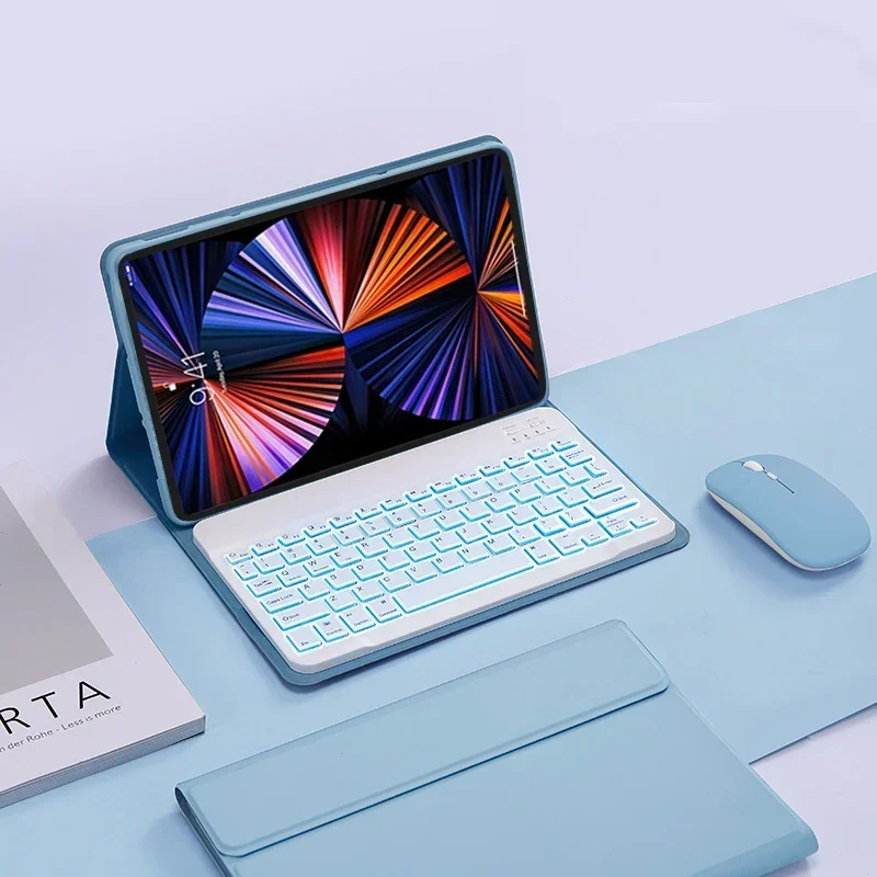 لوحة مفاتيح بإضاءة خلفية 7 ألوان لهاتف Xiaomi Poco Pad 12.1 حافظة بوصة قابلة للفصل غطاء لوحة مفاتيح لأجهزة Xiaomi Redmi Pad Pro 12.1 بوصة