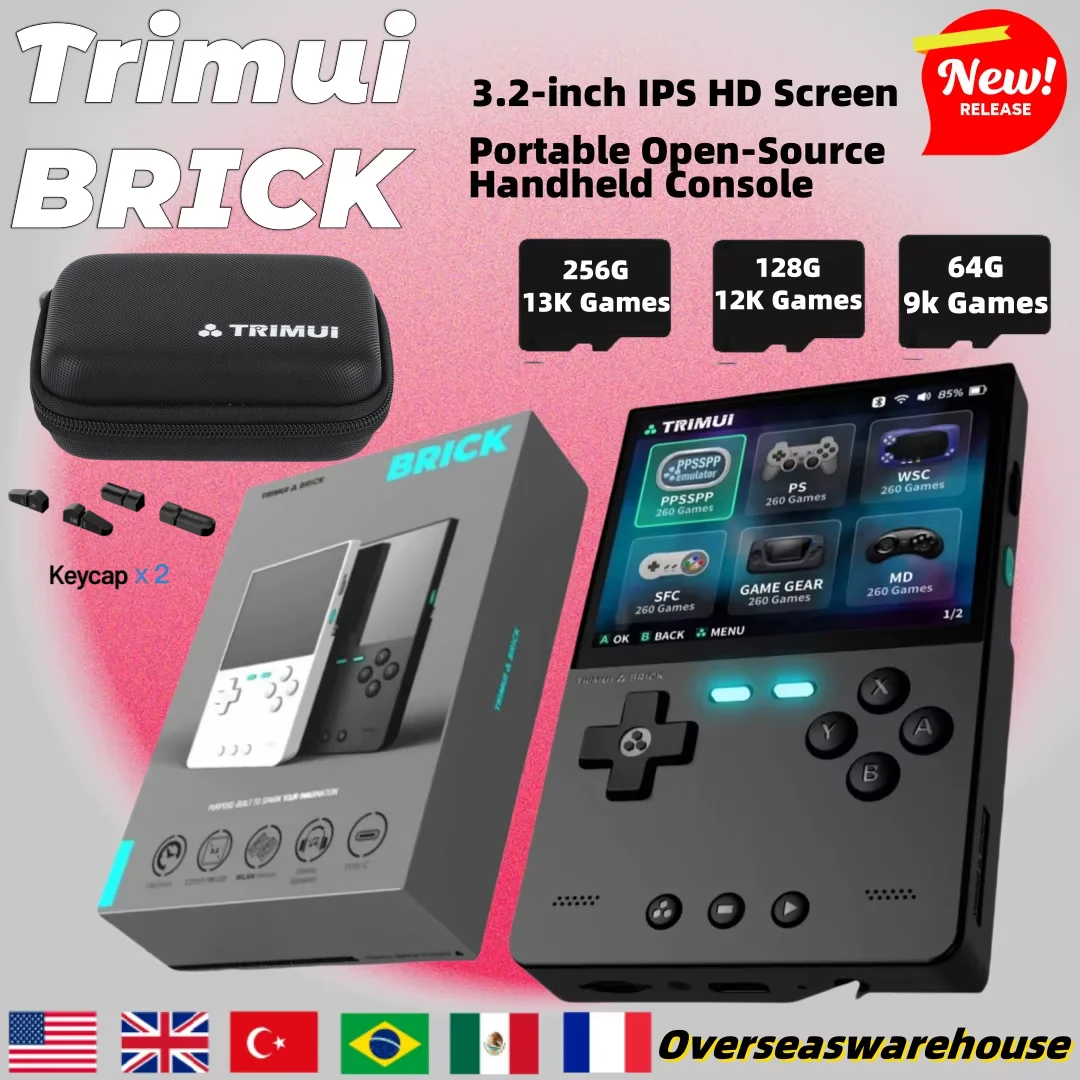 

TRIMUI BRICK Handheld Game Console 3.2'' IPS Screen Linux System Video Games Metal Back Panel Key LED Lighting Free Keycap Gifts