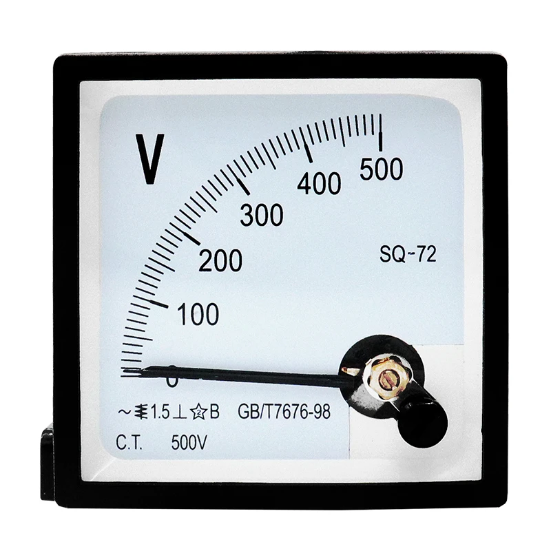 SQ-72 Analog Panel Voltage Meter Mechanical Pointer AC Voltmeter Gauge 250V 300V 450V 500V Accuracy 1.5