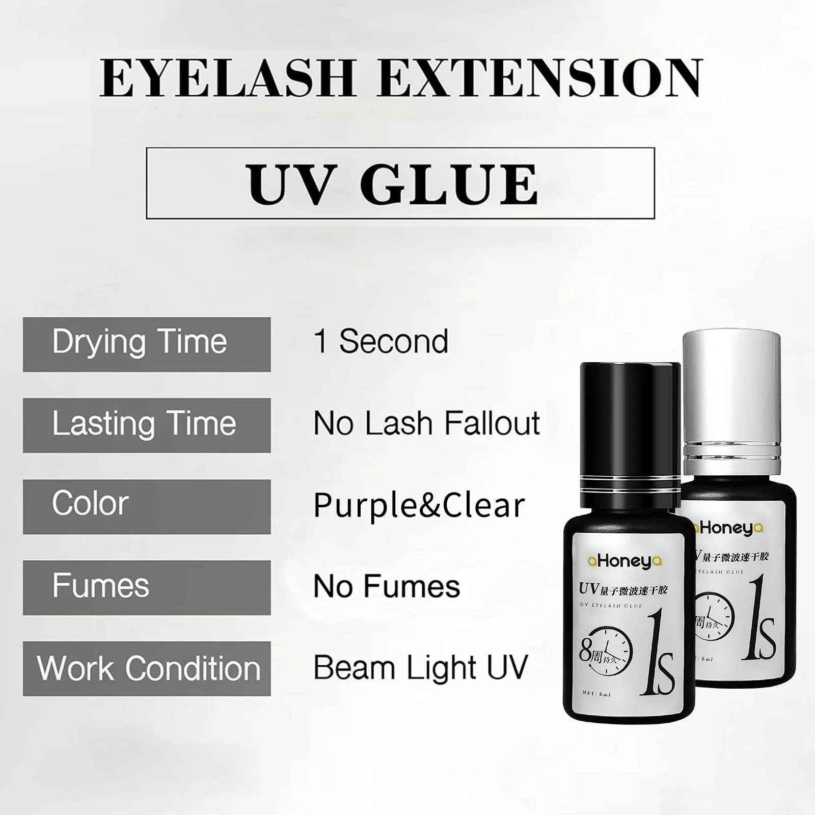 10 Pcs UV Eyelash Glue 6ml Purple Lashes Glue Clear UV Glue Salon Eyelashes Grafting Glue