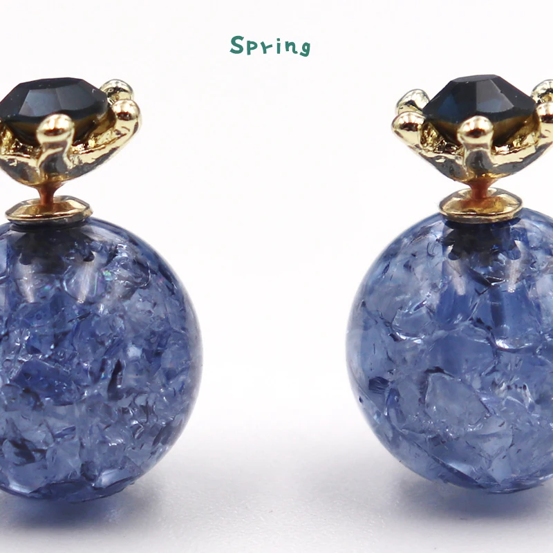 New Fashional Front Back Wear Stud Earrings Blue Crown Double Sided Wear Stud Earrings For Women Daily Commute Jewelry