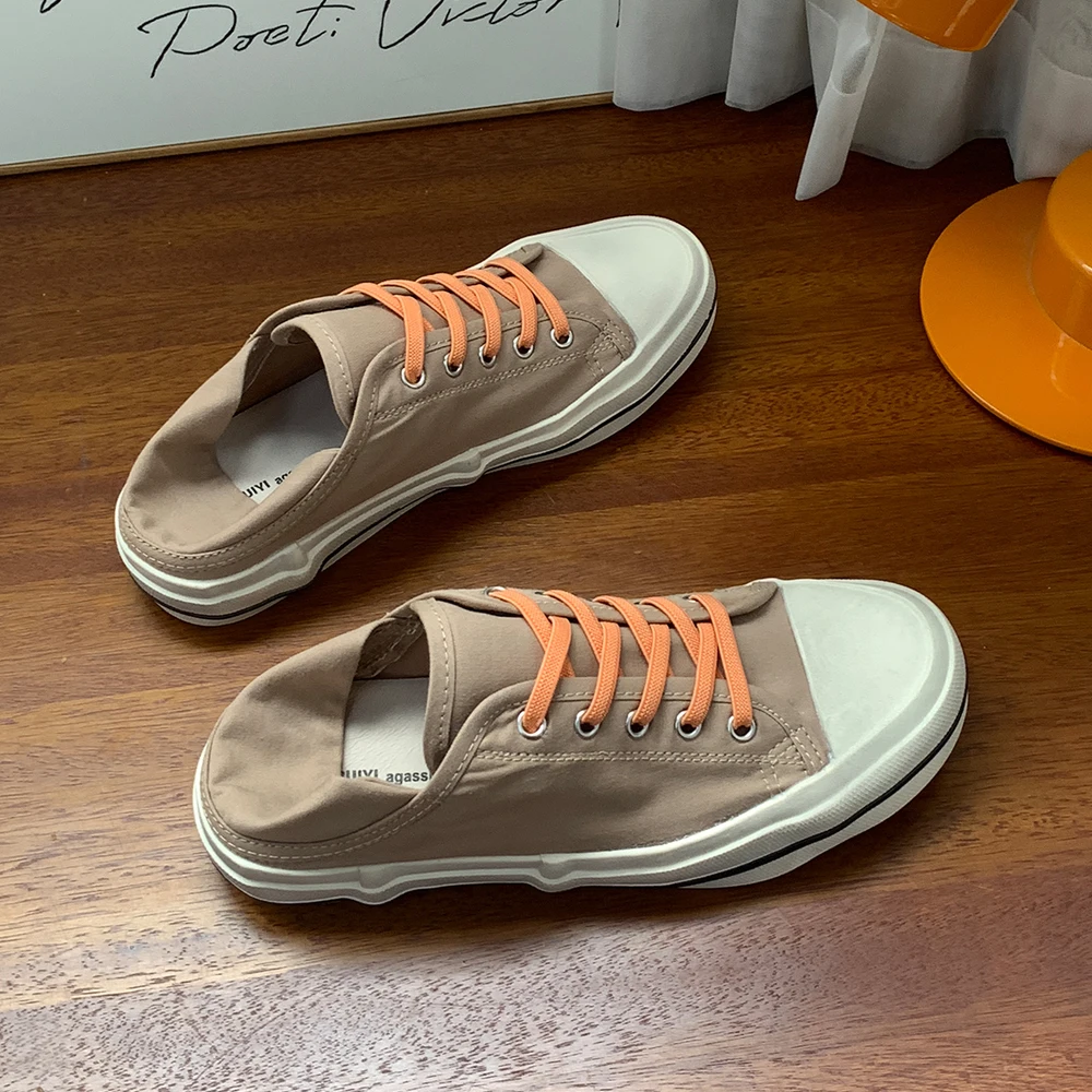

New Women's Multi-Color Canvas Mules, Backless Platform Sneakers, Comfortable Footwear for Beach & Street Style