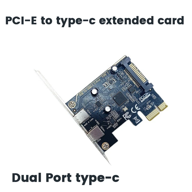 A27Q-Desktop Mainboard PCI-E To Type-C Adapter Card Dual-Port Type-C Expansion Card Using ASM1042 Host Card