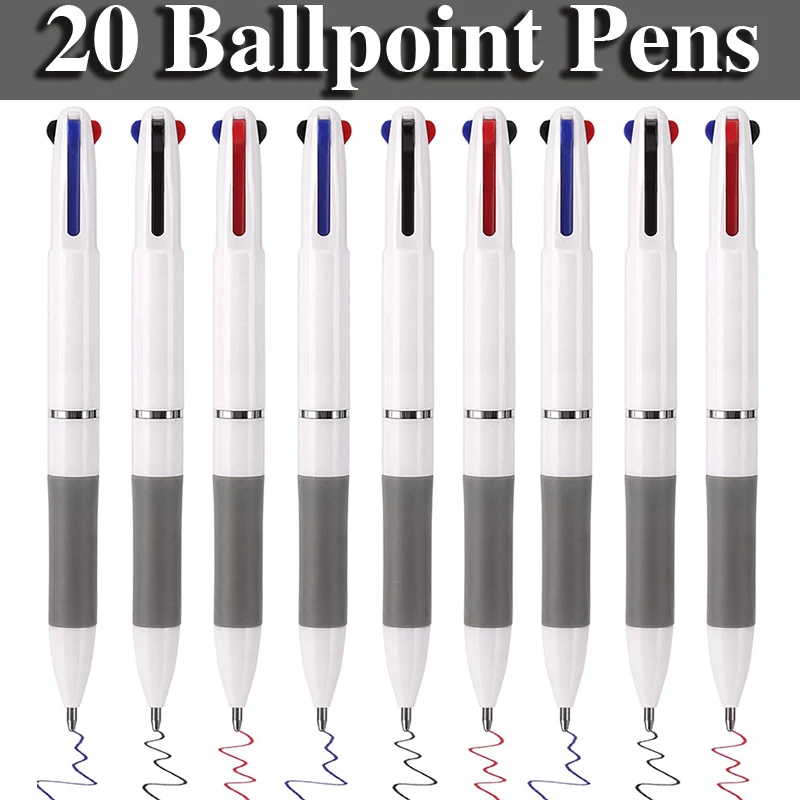 20Pcs 3 Colors Ink in 1 Press Ballpoint Pen 0.7mm Classic Office& School Accessories Pens Stationery