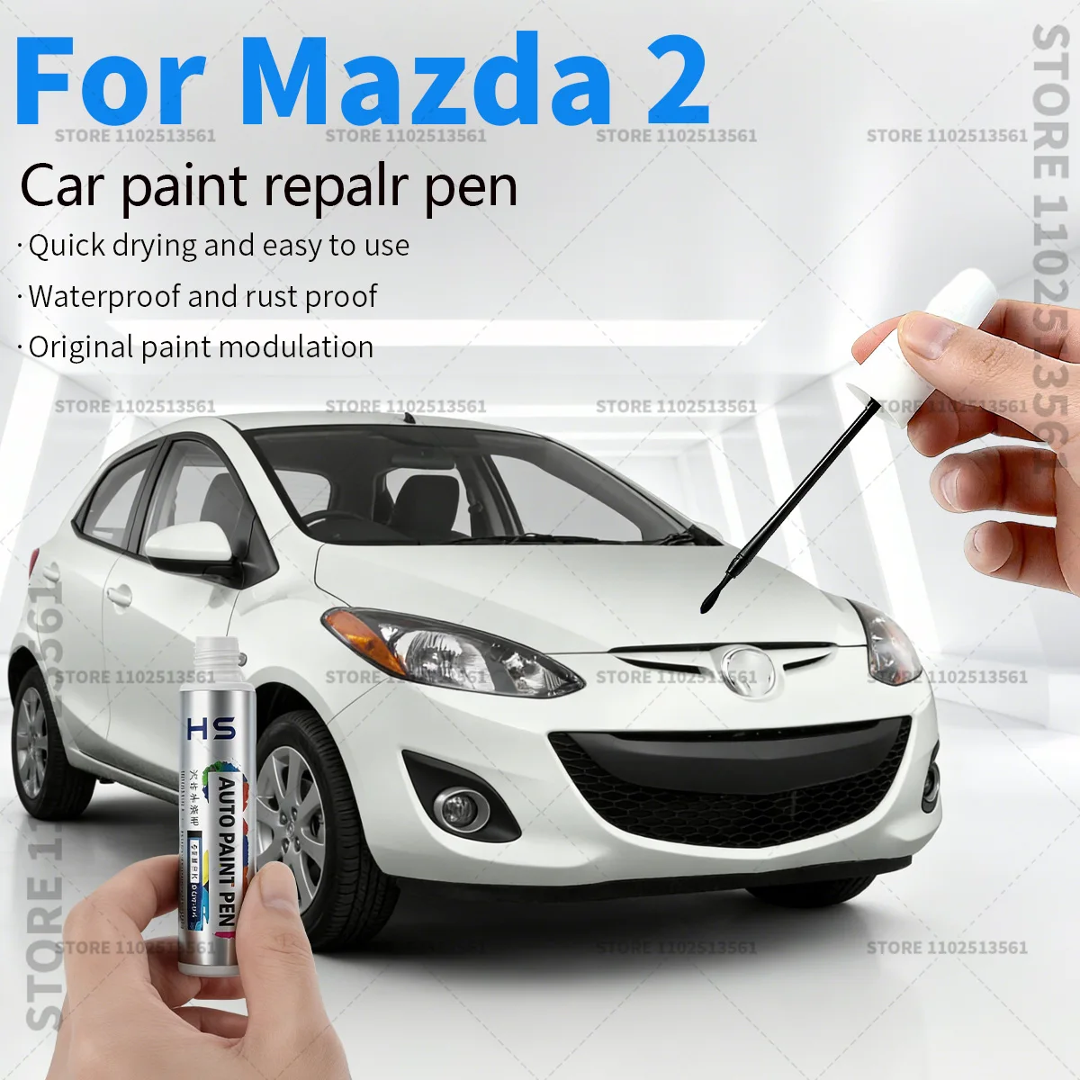 

Ручка-корректор для ремонта автомобильной краски, аксессуары для устранения царапин для Mazda 2 2007-2025 годов, цвета: полимерный серый, платиновый, кварцевый белый, черный, синий, красный