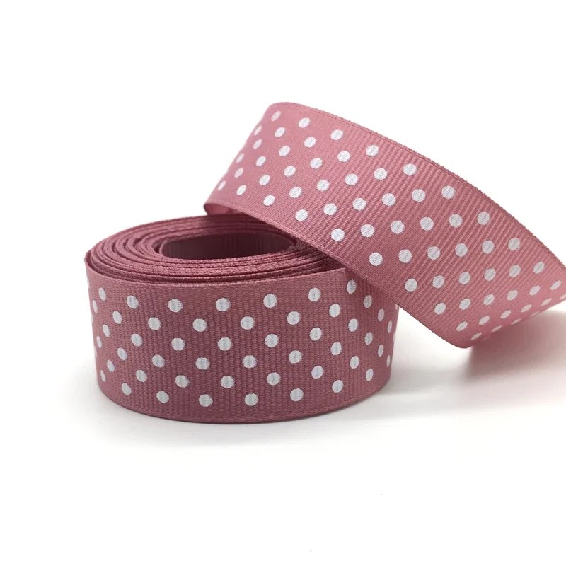 5 Yards 10 15 25mm Ribbon Wedding Decoration Printing Dots Grosgrain Ribbon Gift Wrapping Hair Bows DIY Christmas Ribbon