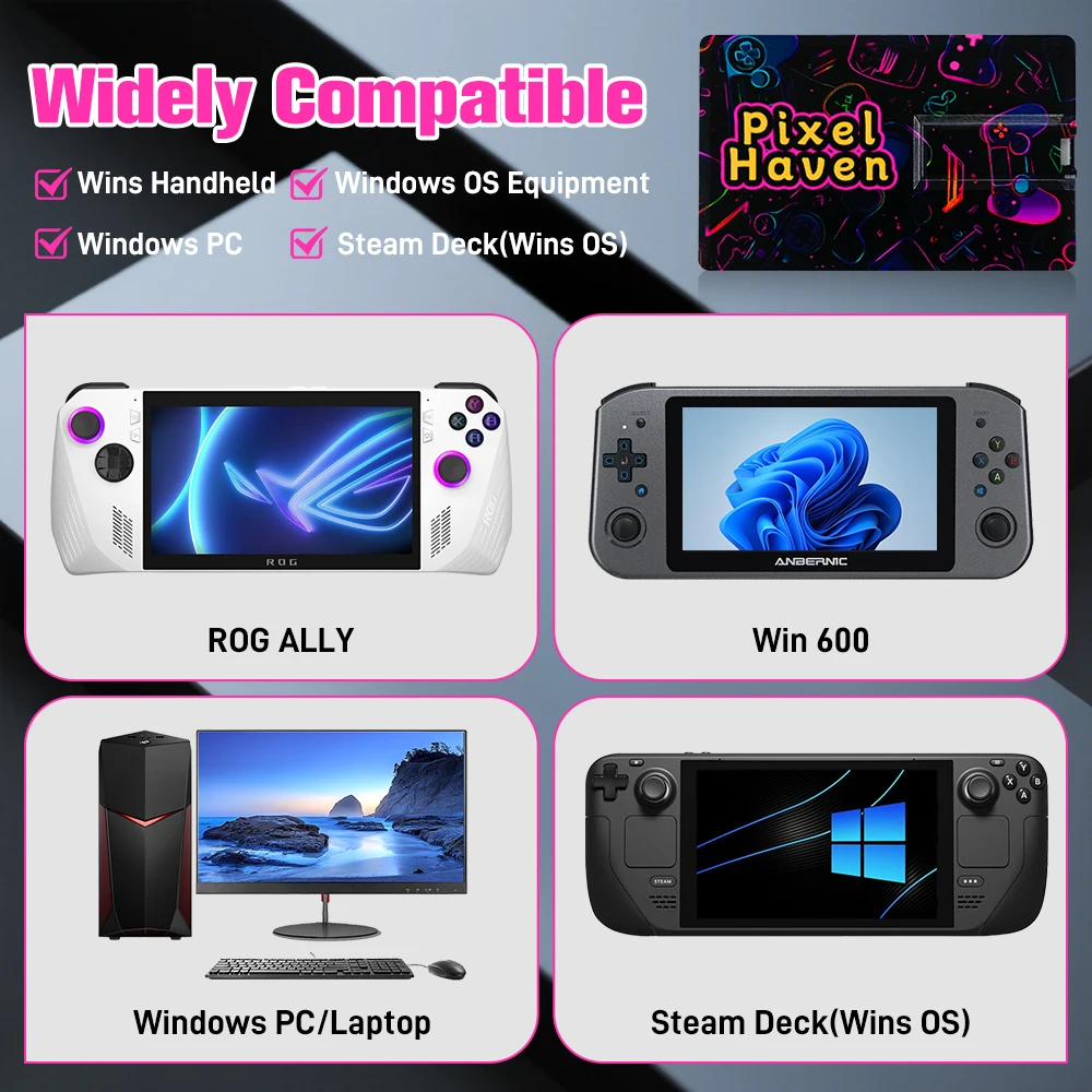 Kartu JMachen Pixel Haven dengan 15876 Game Retro/AAA untuk Konsol Game ROG ALLY/Ayaneo/Onexplayer/PC/Laptop untuk PS3/Switch/PS2/PS1