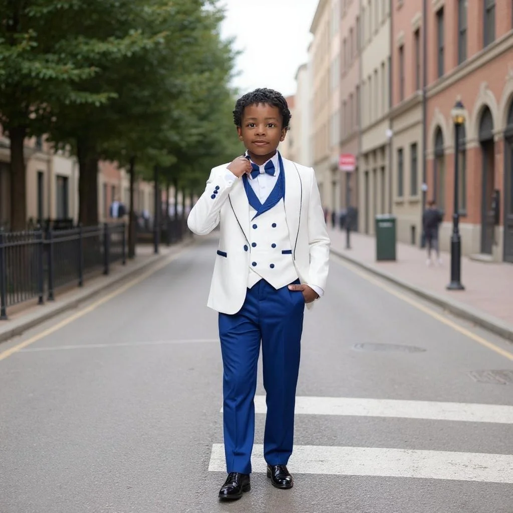 

Formal Boys' Suit Sets Slim Fit 3 Pcs Wedding Tuxedo for 3-16 Years Old Suit Blazer Vest and Pants Classic Evening Performance