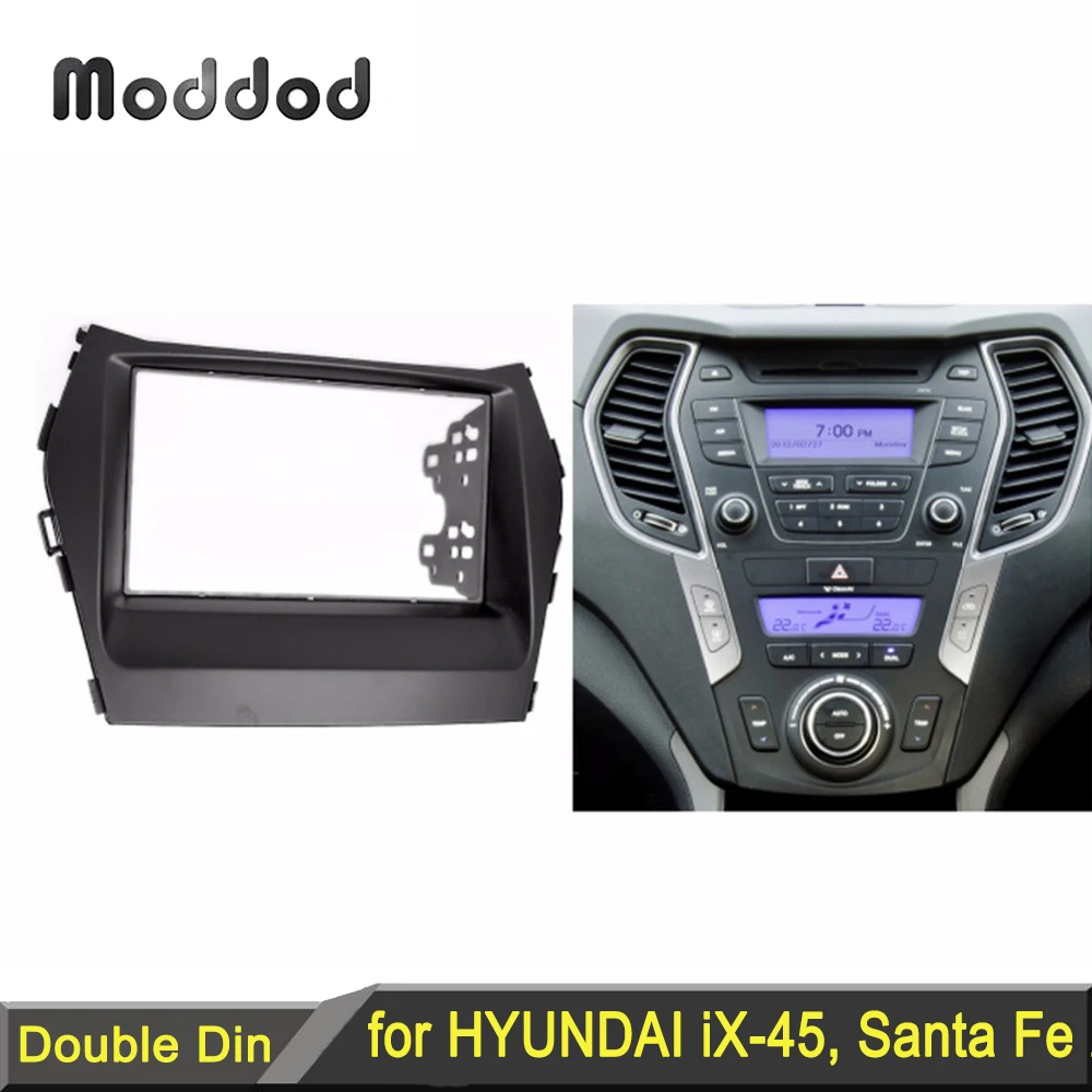 Double 2 Din Car Radio Fascia for HYUNDAI Santa Fe IX45 2012+ Stereo Dash Kit Fit Installation Trim Facia Face Plate Panel Frame