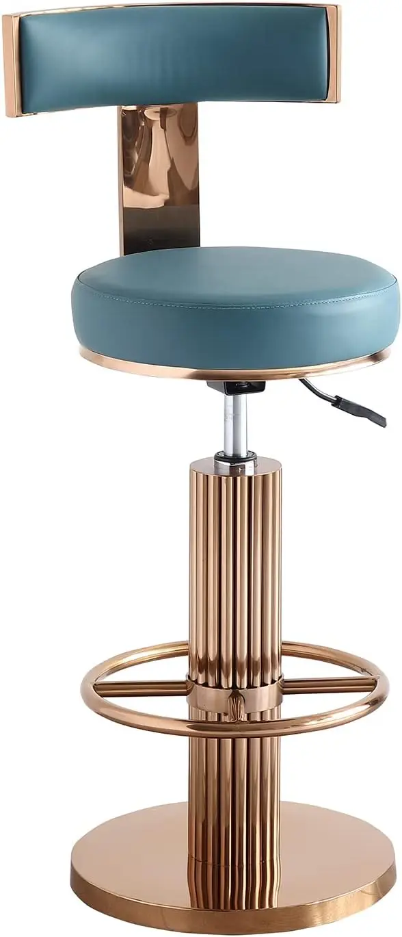 

Swivel Bar Stools with Backrest, Modern Adjustable Height Counter Stool with Stainless Steel Legs and Comfortable Cushion, Rose