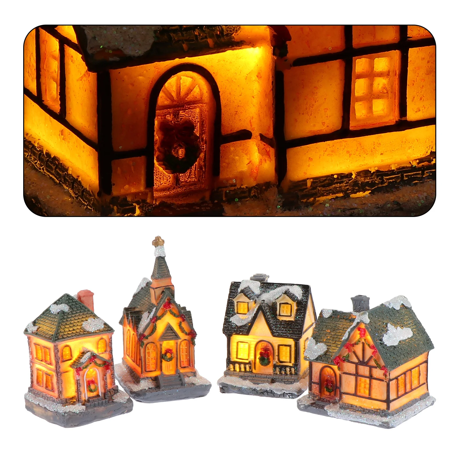 

4 Pcs Fairy Light Resin Ornaments Christmas Tree Micro Decors Decorations